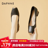 达芙妮（DAPHNE）单鞋女粗跟中跟秋季新款船鞋2024职业工作气质女生皮鞋宴会 黑色 39标准码