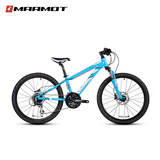 土拨鼠（Marmot）铝合金儿童学生山地车超轻减震10-16岁24寸青少年自行车 蓝白黑-碟刹 适合140cm-155cm