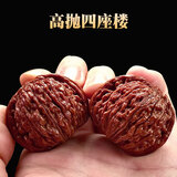 盘三世文玩核桃四座楼狮子头官帽盘玩手把件男士古玩收藏手把件 高抛丨四座楼38-39mm+工具6件 核桃