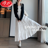 浪莎白色蛋糕裙女2025春夏新款半身裙气质高腰A字长裙仙女蕾丝裙子 白色蓬蓬款 【双层防透防走光】 S 【推荐75-95斤】