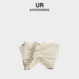 UR包包女包甜美蝴蝶结斜挎包女生包包2025新款链条单肩包生日礼物女 本白【送闺蜜送女朋友礼物实用】