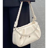 芙玖兔2025出游新款小众设计包包女褶皱云朵方形手提包斜挎百搭腋下包女 米白色【全国7仓/当次日达】