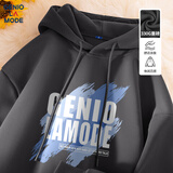 GENIOLAMODE卫衣男士连帽秋季潮牌时尚休闲简约印花青少年男生衣服 深灰 2XL