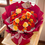 幽客玉品鲜花速康乃馨百合花束送妈妈长辈生日礼物全国同城配送 21朵康乃馨香槟玫瑰混搭花束