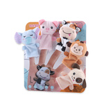 伯恩宝贝幼儿园故事教具宝宝手偶玩具儿童布偶动物手指玩偶婴儿手指偶玩偶 狗猪象猴牛（5个手指偶）