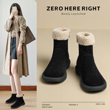 ZHR雪地靴女2025新款冬季加绒加厚女靴羊羔毛平底短靴女 EH97A黑色37