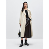 太平鸟女装毛呢大衣大师甄绒系列浴袍双面毛呢赫本风 燕麦色 M