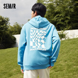 森马（Semir）【卫衣合辑】森马卫衣男慵懒风上衣基础百搭男生印花情侣套头衫潮 [C款]冰蓝 XL