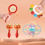 乐英奇面包超人新生宝宝摇铃沙锤拨浪鼓安抚玩具0-6-12个月婴儿抓握手摇 沙锤1对+拨浪鼓+曼哈顿球+手摇铃