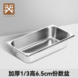 金钥匙（GOLDEN KEY）不锈钢份数盆1/3直身卷边自助餐商用食堂打菜盆6.5cmGK-MFS13-65
