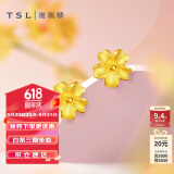 谢瑞麟（TSL）黄金耳钉磨砂朱槿花朵足金耳饰YM352 约0.75g生日礼物