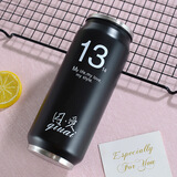 卡西菲kaxifei（KAXIFEI）网红创意易拉罐保温杯女水杯可爱吸管杯男学生情侣潮流便携随手杯 黑色1314+杯套杯刷 450ml