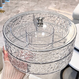 BSD轻奢密封干果盘分格带盖干果盒2023新款创意水果盘家用客厅零食盘 旋转干果盒（双层透明）