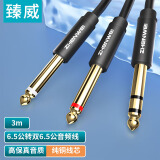 臻威（ZHENWEI）6.35转双6.35音频线一分二 大三芯6.5双声道转双6.5大二芯单声道 调音台电子琴效果器3M