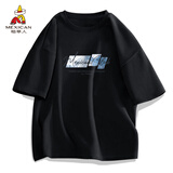 稻草人（MEXICAN）短袖t恤男夏季薄款潮牌宽松圆领字母印花休闲半袖 黑色/白 L