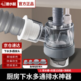 潜水艇洗衣机下水三通接头分水器烘干机排水管地漏二合一下水道防臭神器 J.接水槽+前置过滤器+洗碗机