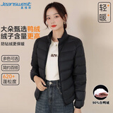 真维斯（JEANSWEST）羽绒服女冬季轻薄羽绒服女短款白鸭绒轻便薄款外套女款黑色M