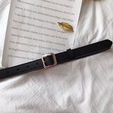 爱满新款软皮黑色皮带女通用韩版百搭款军训文艺学生裤带港风潮流腰带 黑色 1527 106cm