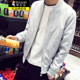 啄木鸟夹克男薄款外套春秋夏季男装韩版立领棒球服修身男士上衣服青年 浅灰色常规 L