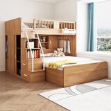 韩穆交错式上下床高低错位型上下铺书桌衣柜子母床双层儿童床上床下桌 1500*1900mm 衣柜床+1.2书柜高箱床+床垫