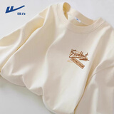 回力（Warrior）重磅220G纯棉春秋季长袖t恤衫男士精梳棉潮流宽松百搭大码打底衫 浅米#HL卡其分块X L 【100%纯棉 亲肤透气】