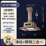 V-POWER麻将灯吸烟灯棋牌室吸烟净化器打麻将专用升降吊灯伸缩空气净化灯 【特價】直排古铜色_按钮键_明装 不包安装