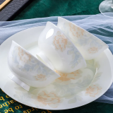 瓷丞相景德镇高温骨瓷釉下彩餐具整套碗碟家用轻奢乔迁结婚送礼碗盘组合 暗香疏影釉下彩 56件套