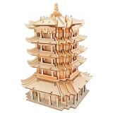 玩控 3d木质拼插立体拼图中国传统古代建筑拼装房子木制模型手工diy 黄鹤樓