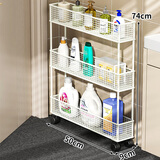 木格格卫生间夹缝置物架门后超窄小户型缝隙柜家用12cm极窄小推车超薄 【移动款】三层白色长50cm宽9cm