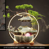 碧琉璃流水生财鱼缸摆件循环水风水轮转运球倒流香办公室装饰品开业礼物 中号【八方招财】送雾化+文竹+香