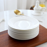 瓷侠客纯白色骨瓷西餐盘碟子超大盘子酒店用品餐具摆台圆平盘 6英寸平盘骨碟/甜品碟（一个装）