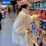 CTOX2024新款绒加厚毛毛外套女秋冬季韩版宽松保暖毛绒大衣外穿厚款 米白色 L