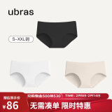 ubras女士内裤女抗菌底裆中腰三角裤黑色+白色+瓷肌色XL