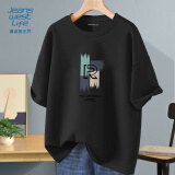 JEANSWEST LIFE真维斯夏季纯棉短袖t恤男潮牌青少年透气五分袖男孩字母百搭半袖T