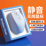 霄朔 无线鼠标 轻音蓝牙鼠标 双模适用苹果Mac华为Matebook笔记本电脑iPad平板 商务办公家用便携鼠标 浅蓝色【双模蓝牙充电版】
