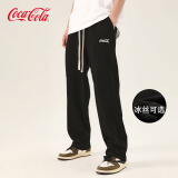 可口可乐（Coca-Cola）冰丝休闲裤男2024直筒裤子刺绣运动长裤 黑色常规 165/76A(S)