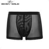 BODYWILD男士内衣透气网纱轻薄舒适装腰平角内裤ZBN23EG4黑色175