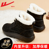 回力（Warrior）官方棉鞋雪地靴女冬季厚底防寒短筒棉靴女加绒保暖靴子女 黑色37