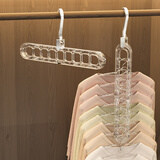 KAMAN衣架收纳神器多功能家用衣柜衣物折叠魔术九孔收纳架阳台晾晒架子 魔法衣架【透明银】3个