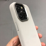 森淳 MagSafe超细纤维布纹内置磁吸适用iPhone17手机壳法兰绒磨砂苹果全包金属高端轻奢新款防摔保护套 银空灰-强磁 苹果16Promax