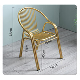 304加厚不锈钢椅子靠背椅家用单人扶手休闲座椅户外坐椅餐椅凳子 25双管椅钛金304特厚款