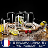 乐美雅6只装加厚耐热玻璃杯家用透明喝水杯泡茶杯牛奶果汁杯套装观山杯 6只装/葡萄园高290ML 无规格