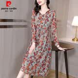 皮尔卡丹（pierre cardin）官方高端香云纱裙子香云纱女装专柜连衣裙2026早秋显瘦碎花长袖杭 品牌旗舰图片色 M 品牌旗舰