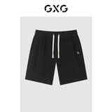 GXG男装夏新款多色精致绣花标休闲百搭男直筒短裤 黑色 180/XL