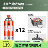 岩谷（Iwatani）卡式炉气罐液化瓦斯气丁烷燃气罐便携式露营煤气瓶卡斯通用小气罐 原装【250克】12瓶装+气罐收纳包