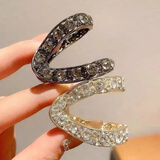 湘公主高马尾V型抓夹固定神器后脑勺丸子头发夹感水钻夹子头饰女 (黑色+金色)V型满钻抓夹【2个装