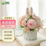 吕姆克假花仿真花塑料套装陶瓷花瓶仿真盆栽客厅摆件毕业装饰兔耳粉5678