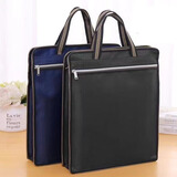 [爆款推荐]文件袋手提包双层大容量资料袋牛津防水拉链会议包商务公文包档案袋可定制可印刷 藏青色 黑色【竖款加宽】