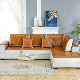 正帆夏季双筋麻将席沙发垫夏天新款凉席垫子防滑冷感凉垫竹席坐垫定制 咖色宽边双筋 45cm*45cm （特价款随机发）