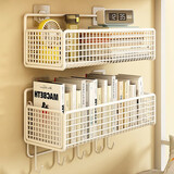 霓峰墙上置物架宿舍墙面书架床头边挂篮床上学生寝室上铺收纳架免打孔 黑色中号【常规款】 【升级加粗款/掉落苞退换】